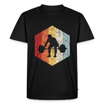 Bodybuilding Bodybuilder GYM Fitnessstudio Retro - Men's Premium Organic T-Shirt - black - Front - Nico (187cm)