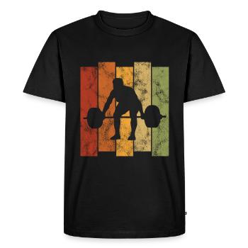 Bodybuilding Bodybuilder GYM Fitnessstudio Retro - Men's Premium Organic T-Shirt - black - Front - Nico (187cm)