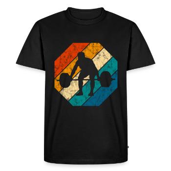 Bodybuilding Bodybuilder GYM Fitnessstudio Retro - Men's Premium Organic T-Shirt - black - Front - Nico (187cm)