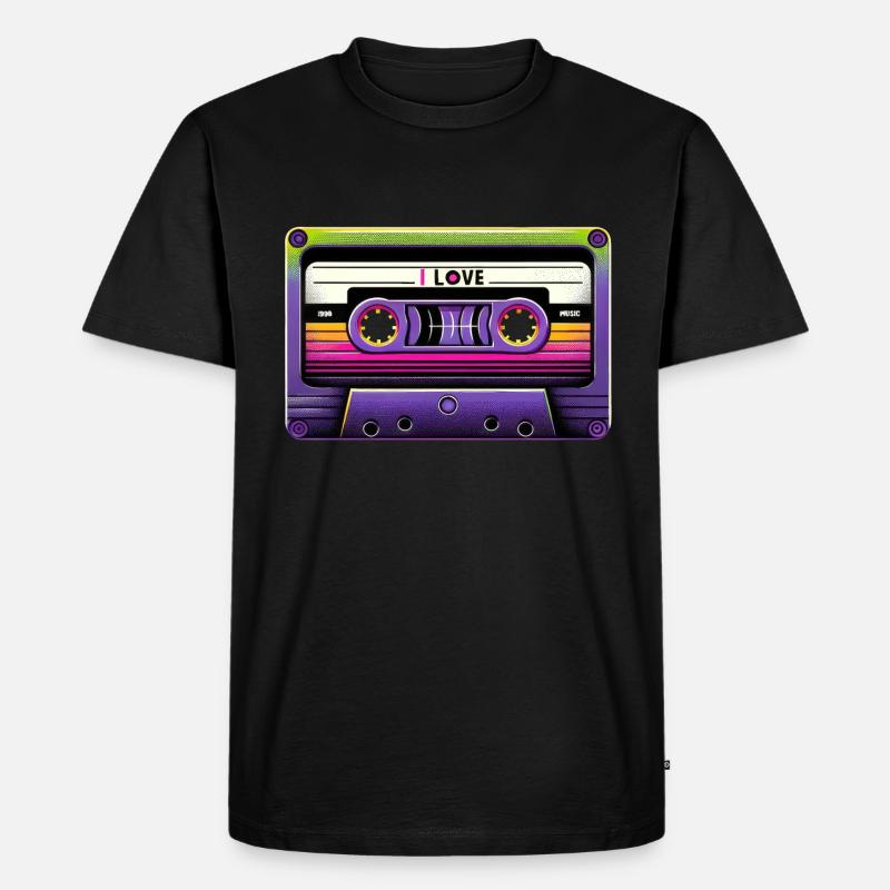 Neon Retro Mixtape - Männer Premium Bio T-Shirt - Schwarz