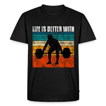 life is better with bodybuilding GYM Bodybuilder - Men's Premium Organic T-Shirt - black - Front - Nico (187cm)