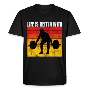 life is better with bodybuilding GYM Bodybuilder - Men's Premium Organic T-Shirt - black - Front - Nico (187cm)