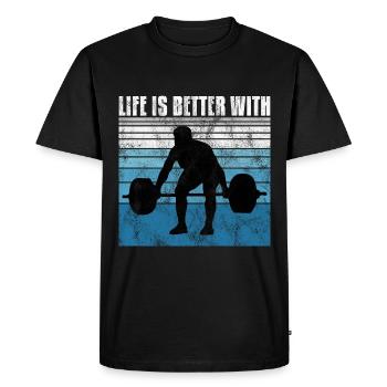 la vie est meilleure avec la musculation GYM Bodybuilder - T-shirt Premium bio Homme - noir - Devant - Nico (187cm)