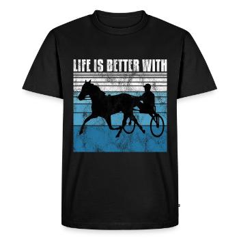 Life is better with Harness Racing Trotting Trot - Men's Premium Organic T-Shirt - black - Front - Nico (187cm)