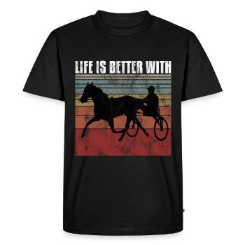 Life is better with Harness Racing Trotting Trot - Men's Premium Organic T-Shirt - black - Front - Nico (187cm)