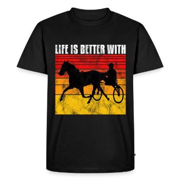 Life is better with Harness Racing Trotting Trot - Men's Premium Organic T-Shirt - black - Front - Nico (187cm)