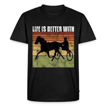 Life is better with Harness Racing Trotting Trot - Men's Premium Organic T-Shirt - black - Front - Nico (187cm)