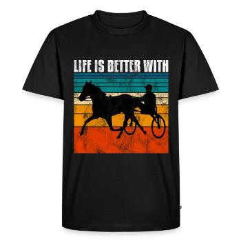 Life is better with Harness Racing Trotting Trot - Men's Premium Organic T-Shirt - black - Front - Nico (187cm)