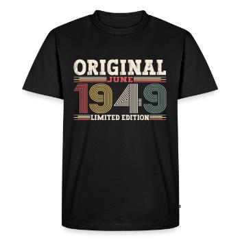 Légende Juin 1949 Millésime 1949 Anniversaire 1949 - T-shirt Premium bio Homme - noir - Devant - Nico (187cm)