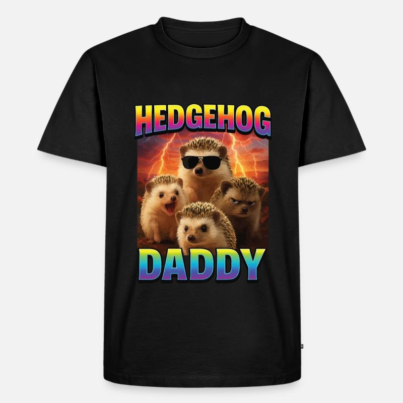 Igel Papa - Männer Premium Bio T-Shirt - Schwarz