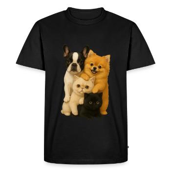 Bouledogue français Poméranien exotique à poil court - T-shirt Premium bio Homme - noir - Devant - Nico (187cm)