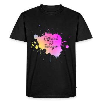 13e anniversaire de l’ado officiel Aquarelle - T-shirt Premium bio Homme - noir - Devant - Nico (187cm)
