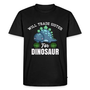Dinosaure Frère citation Drôle Dino soeur - T-shirt Premium bio Homme - noir - Devant - Nico (187cm)