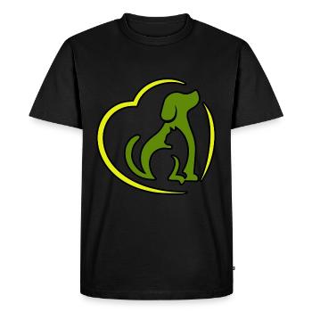 Chat abstrait et chien dans le cœur. - T-shirt Premium bio Homme - noir - Devant - Nico (187cm)