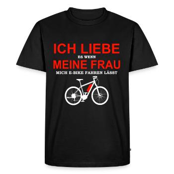 E-Bike Fahrer der seine Frau Liebt - Männer Premium Bio T-Shirt - Schwarz - Vorne - Nico (187cm)