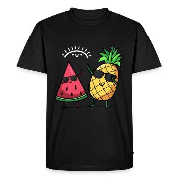 Dab Watermelon Pineapple Kawaii Summer Fruits - Men's Premium Organic T-Shirt - black - Front - Nico (187cm)