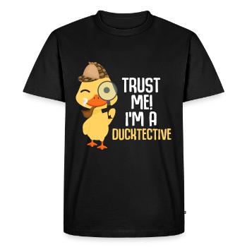 Mignon canard détective animal humour amateur de canard - T-shirt Premium bio Homme - noir - Devant - Nico (187cm)