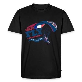 Paraglier propulsé paramoteur Crazy Fly France drapeau - T-shirt Premium bio Homme - noir - Devant - Nico (187cm)