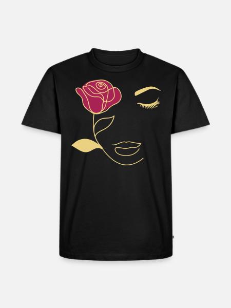 Beauty Rose Gesicht - Männer Premium Bio T-Shirt - Schwarz