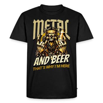 HEAVY METAL ET BIÈRE, C’EST POURQUOI JE SUIS ICI - T-shirt Premium bio Homme - noir - Devant - Nico (187cm)