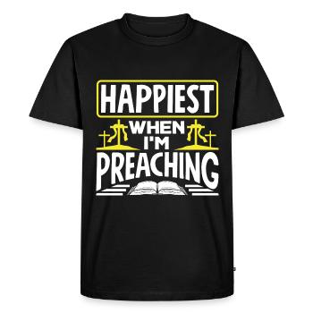 Pastor Appreciation Clergy Preacher Happiest When - Men's Premium Organic T-Shirt - black - Front - Nico (187cm)