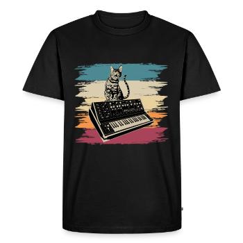 Modular Synthesizer Electronic Music Analog Cat - Men's Premium Organic T-Shirt - black - Front - Nico (187cm)