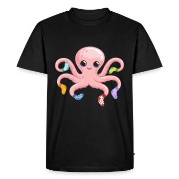 Kawaii Pieuvre douce Pieuvre Marine - T-shirt Premium bio Homme - noir - Devant - Nico (187cm)
