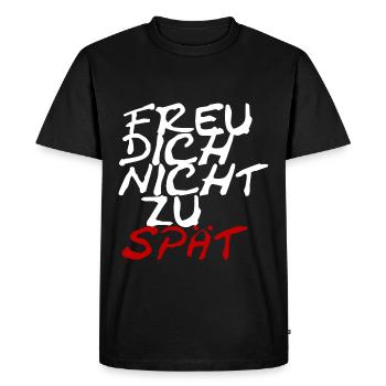 Ne vous réjouissez pas trop tard - T-shirt Premium bio Homme - noir - Devant - Nico (187cm)