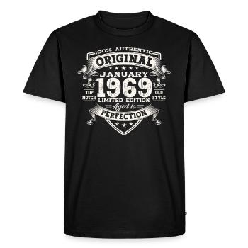 Né en 1969 Janvier 54e anniversaire Homme cadeau - T-shirt Premium bio Homme - noir - Devant - Nico (187cm)