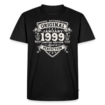 Né le 24 janvier 1999 Gift Man - T-shirt Premium bio Homme - noir - Devant - Nico (187cm)