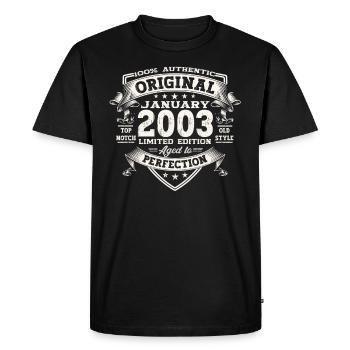 Année 2003 Janvier 20e anniversaire cadeau homme - T-shirt Premium bio Homme - noir - Devant - Nico (187cm)
