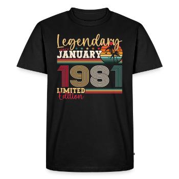42e anniversaire né en 1981 janvier cadeau homme - T-shirt Premium bio Homme - noir - Devant - Nico (187cm)