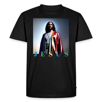 Rainbow Jesus Portrait - Men's Premium Organic T-Shirt - black - Front - Nico (187cm)