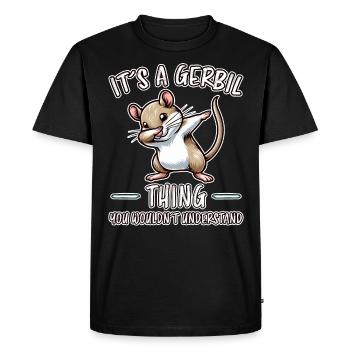 Dabbing Gerbil Saying Racing Rat Gerbil Gift - Men's Premium Organic T-Shirt - black - Front - Nico (187cm)