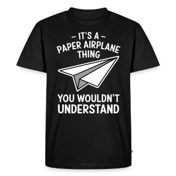 Avion en papier disant blague Avion en papier cadeau - T-shirt Premium bio Homme - noir - Devant - Nico (187cm)