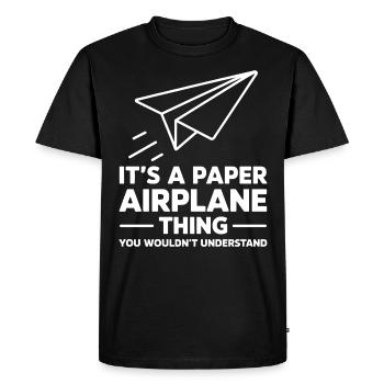 Avion en papier disant blague Avion en papier cadeau - T-shirt Premium bio Homme - noir - Devant - Nico (187cm)
