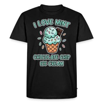 Crème glacée au chocolat et à la menthe disant cadeau de crème glacée à la menthe drôle - T-shirt Premium bio Homme - noir - Devant - Nico (187cm)