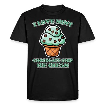 Crème glacée au chocolat et à la menthe disant cadeau de crème glacée à la menthe drôle - T-shirt Premium bio Homme - noir - Devant - Nico (187cm)