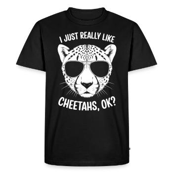 Cheetah Saying Africa Funny Cheetah Gift - Men's Premium Organic T-Shirt - black - Front - Nico (187cm)