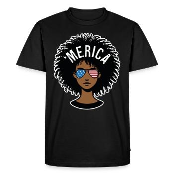 'merica Afro - Men's Premium Organic T-Shirt - black - Front - Nico (187cm)