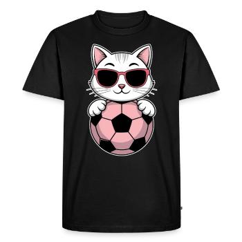 Soccer Girl Cat Funny Soccer Player Gift - Men's Premium Organic T-Shirt - black - Front - Nico (187cm)