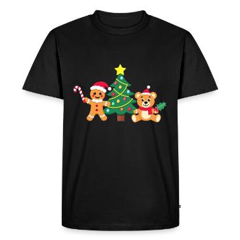 Sapin de Noël en pain d’épices - Les amis du Père Noël - T-shirt Premium bio Homme - noir - Devant - Nico (187cm)
