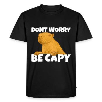 Ne vous inquiétez pas être capy, le drôle de capybara - T-shirt Premium bio Homme - noir - Devant - Nico (187cm)
