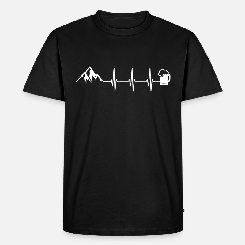 Berge Bier Herzschlag - Männer Premium Bio T-Shirt - Schwarz