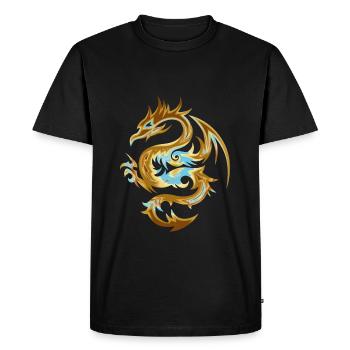 Golden light blue stylish dragon - Men's Premium Organic T-Shirt - black - Front - Nico (187cm)
