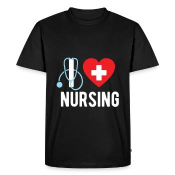 Infirmière / Infirmière Infirmière Cadeau - T-shirt Premium bio Homme - noir - Devant - Nico (187cm)