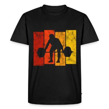 Bodybuilding Bodybuilder GYM Fitnessstudio Retro - Men's Premium Organic T-Shirt - black - Front - Nico (187cm)