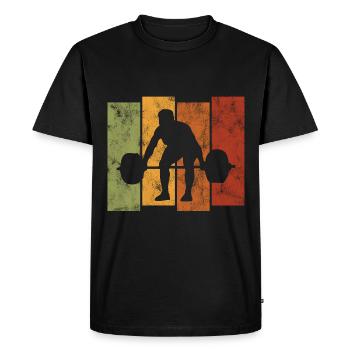 Bodybuilding Bodybuilder GYM Fitnessstudio Retro - Men's Premium Organic T-Shirt - black - Front - Nico (187cm)
