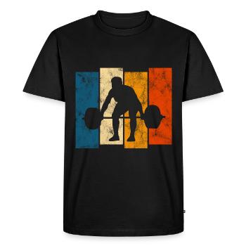 Bodybuilding Bodybuilder GYM Fitnessstudio Retro - Men's Premium Organic T-Shirt - black - Front - Nico (187cm)