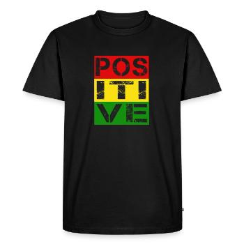 POSITIF, reggae, Marley, drapeau de la Jamaïque - T-shirt Premium bio Homme - noir - Devant - Nico (187cm)